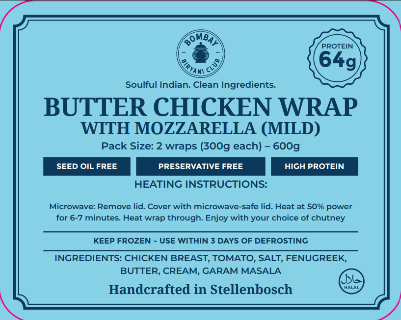 Butter Chicken Wrap with Mozzarella (Mild)